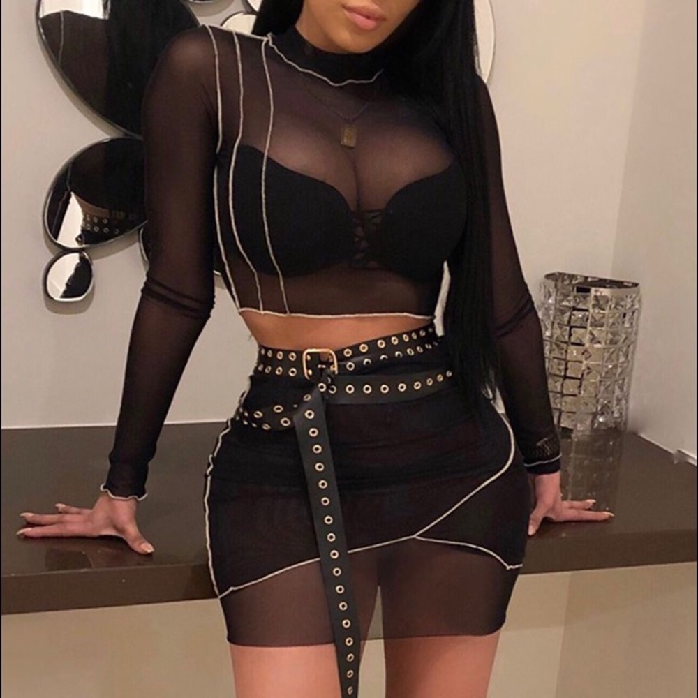 2 piece Black skirt outfit